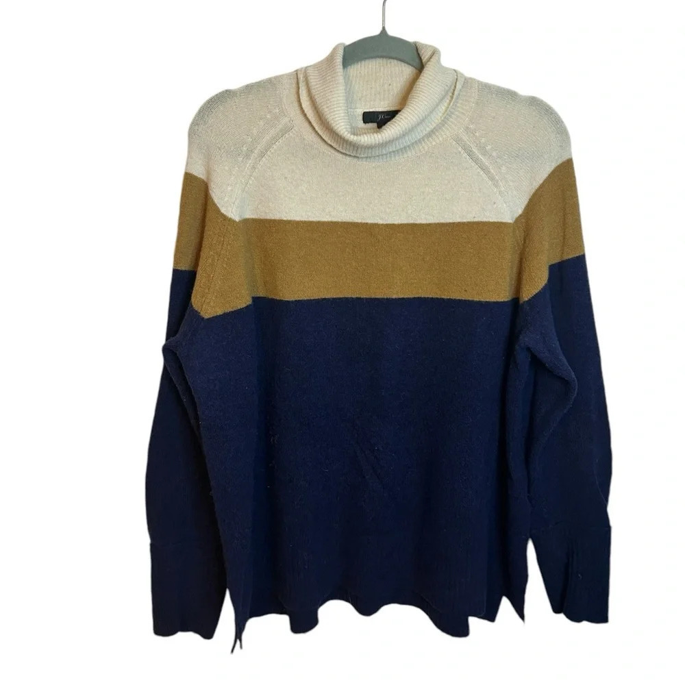 J.Crew Colorblock Wool Alpaca Turtleneck Sweater
